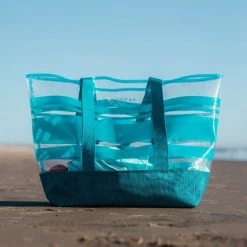 Beach & Leisure CGEAR - Clear Sand-Free Tote (Turquoise Stripe)