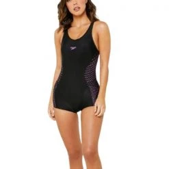 One Piece/Swimsuit SPEEDO - Women's Fit Extra Low Leg Swimsuit (Black/Purple)