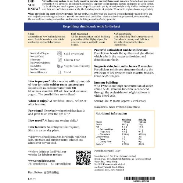Nutrition/Hydration PROTELICIOUS - Whey Protein Unflavoured 4 Nutrition/Hydration PROTELICIOUS - Whey Protein Unflavoured